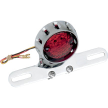 Custom Bobber LED Taillight and License Plate Mount — 12 V, Chrome housing, Red lens