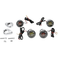 Custom Deuce-Style LED Turn Signal Kit — 41 mm clamp, 12 V, chrome housings, smoke lenses