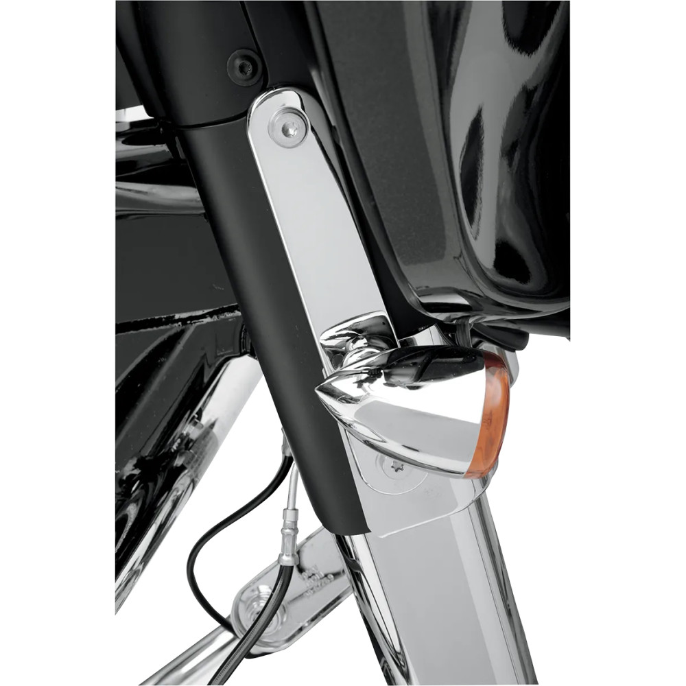 Soportes de reubicación para intermitentes — 20,5 cm × 38,1 mm, montaje delantero, cromo, Harley-Davidson®