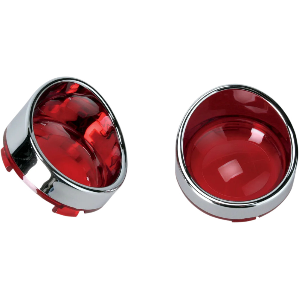 Visor-Style Bezel and Lens for Deuce-Style Turn Signals — Rear, chrome housing, red lens