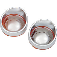 Visor-Style Bezel and Lens for Deuce-Style Turn Signals — Chrome bezel, Amber lens