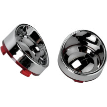Visor-Style Bezel and Lens for Deuce-Style Turn Signals — Chrome housing, red lens, rear mount, pair