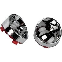 Visor-Style Bezel and Lens for Deuce-Style Turn Signals — Chrome housing, red lens, rear mount, pair