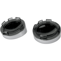 Visor-Style Bezel and Lens for Deuce-Style Turn Signals — Pair, Chrome housing, Smoke lens, Front/Rear