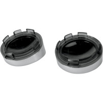 Visor-Style Bezel and Lens for Deuce-Style Turn Signals — Pair, Chrome housing, Smoke lens, Front/Rear