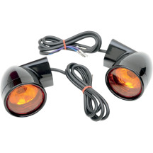 Bullet-Style Turn Signals — 2-3/8" diameter, 1157/1156 bulbs, 12 V, gloss black with amber lens