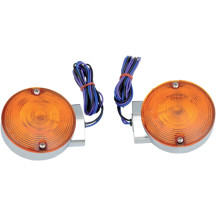 Replacement Touring Turn Signals — Flat mount, front, amber lens, 1157 socket, pair