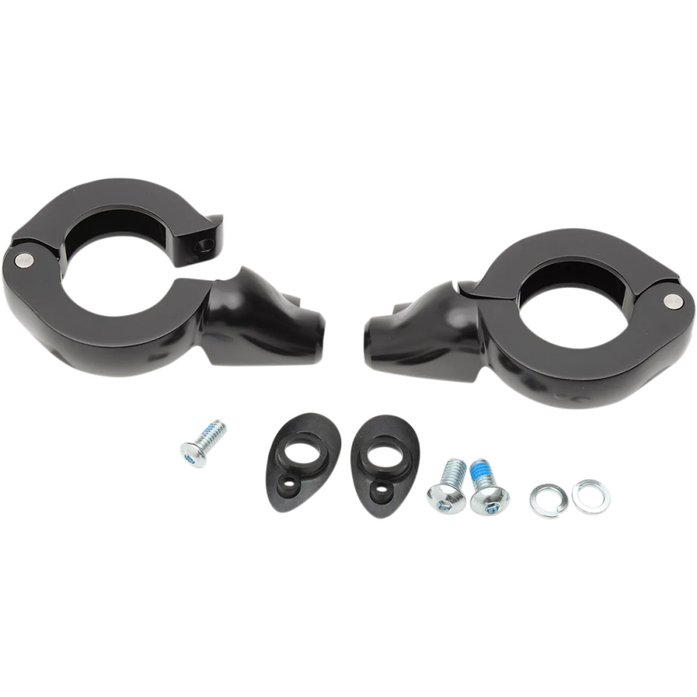 Abrazaderas de horquilla para intermitentes — 39 mm (1-17/32"), negro brillante