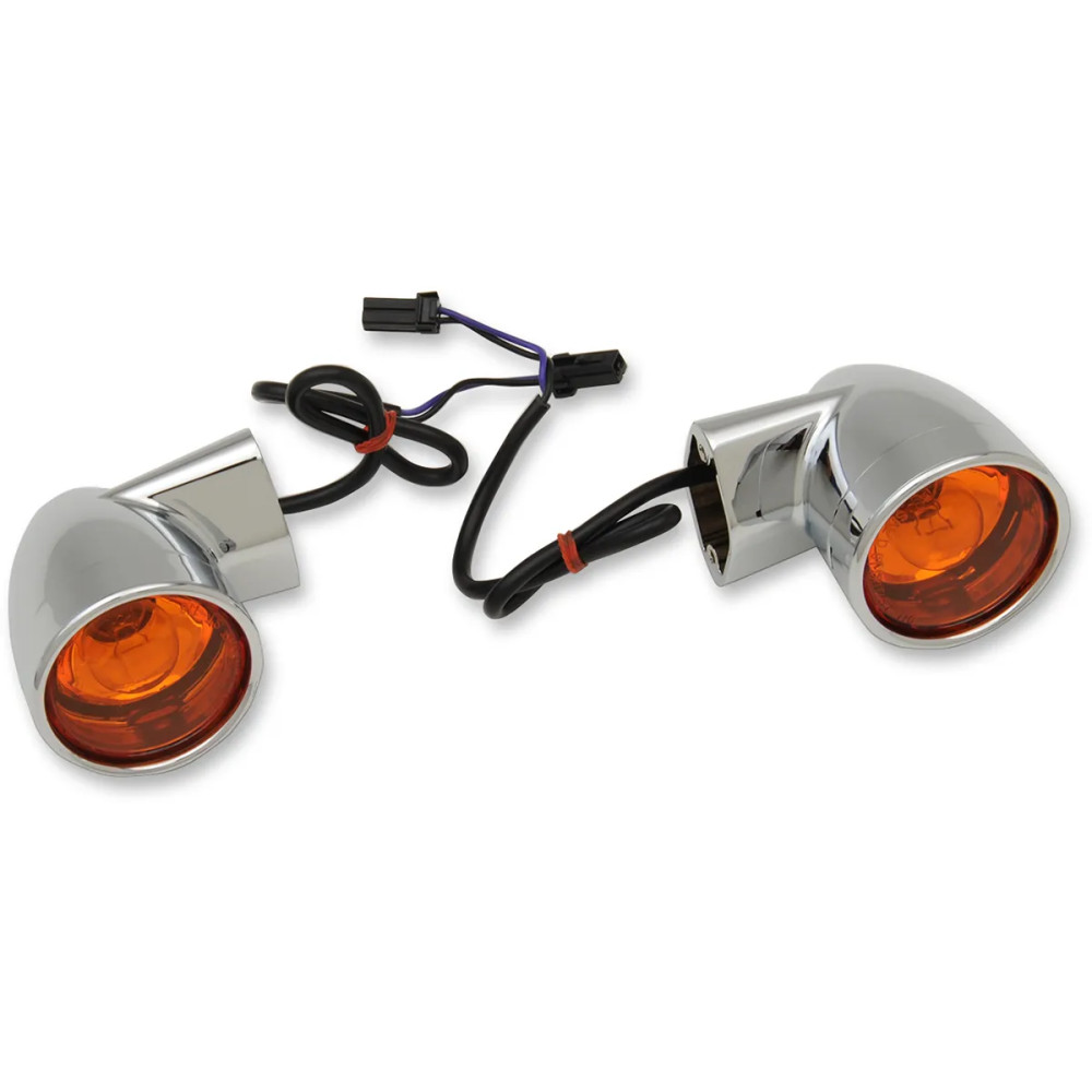 Bullet-Style Turn Signals — 60.3 mm (2-3/8"), 12 V, rear, chrome housing, amber lens