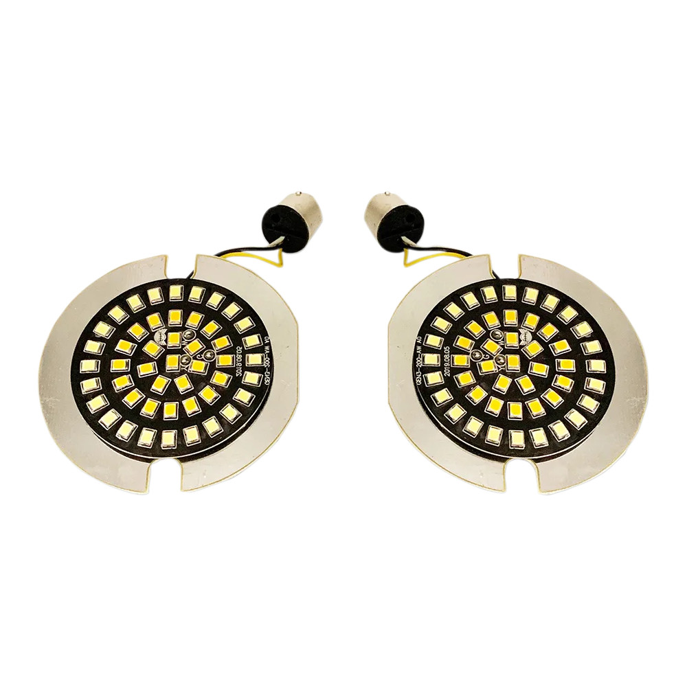 Front Dual Ring Turn Signal Inserts — 1157 socket, LED, Amber/White, 48 LEDs