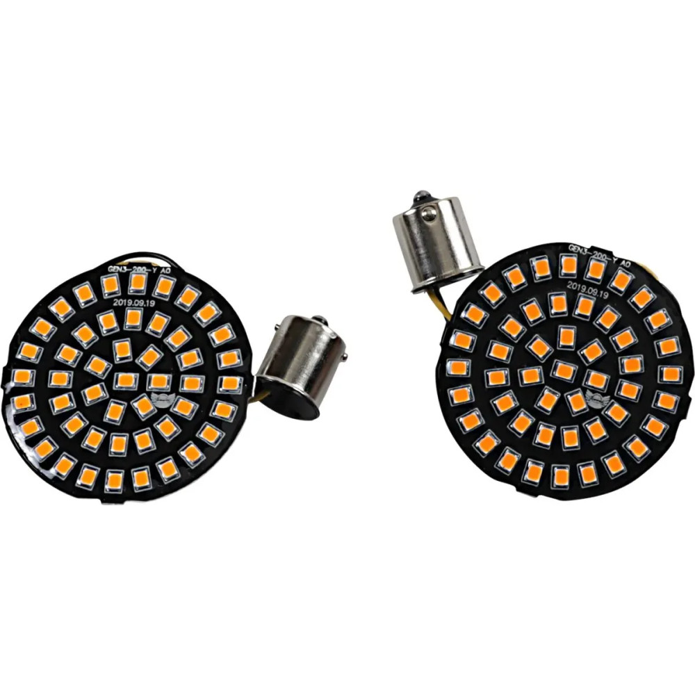 LED Turn Signal Inserts — 1156 socket, 48 LEDs, amber, pair