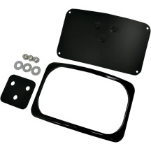 Small Radius Three-Bolt Style License Plate Mount Assembly — 7" x 4", three-bolt fit, fits fenders up to 8", gloss black