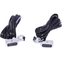 Luces LED para manillar — 44 mm de longitud, Cromado, Ámbar/Blanco