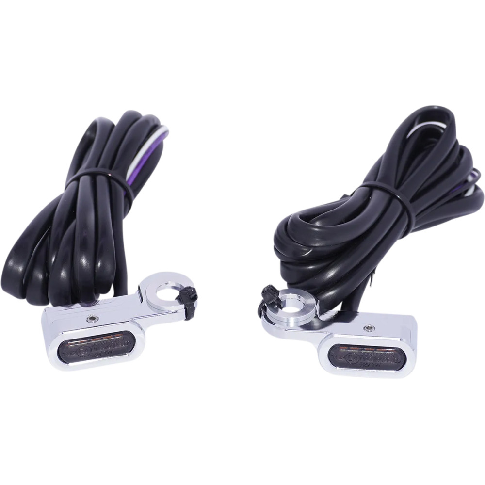 Luces LED para manillar — 44 mm de longitud, Cromado, Ámbar/Blanco