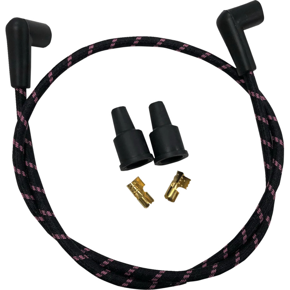 Universal Braided Spark Plug Wires — 94 cm (37") , black, pink