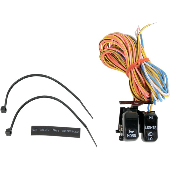 Kit de interruptores de manillar — Negro, Compatible con EE. UU. e Internacional, Excluye '11-'13 Softail, '11-'13 Rocker, '12-'13 Dyna (CAN Bus)