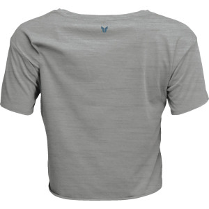 Camiseta Crop Corp para mujer — L, Gris jaspeado