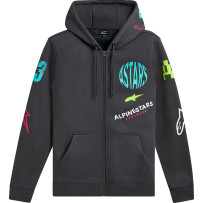 Variegate Zip Hoodie — Size M, Gray, White, Aqua, Gunmetal