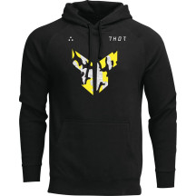 Iconic Pullover Hoodie — Size S, Black, Gray, Yellow