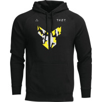 Iconic Pullover Hoodie — Size S, Black, Gray, Yellow