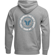 Badge Zip-Up Hoodie — L, Heather Gray, Men's