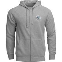 Badge Zip-Up Hoodie — L, Heather Gray, Men's