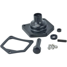 Solenoid End Cover/Starter Button — for 1.2/1.4 kW off-set starters, fits most '99-'17 Big Twin, '91-'22 XL, Black gloss