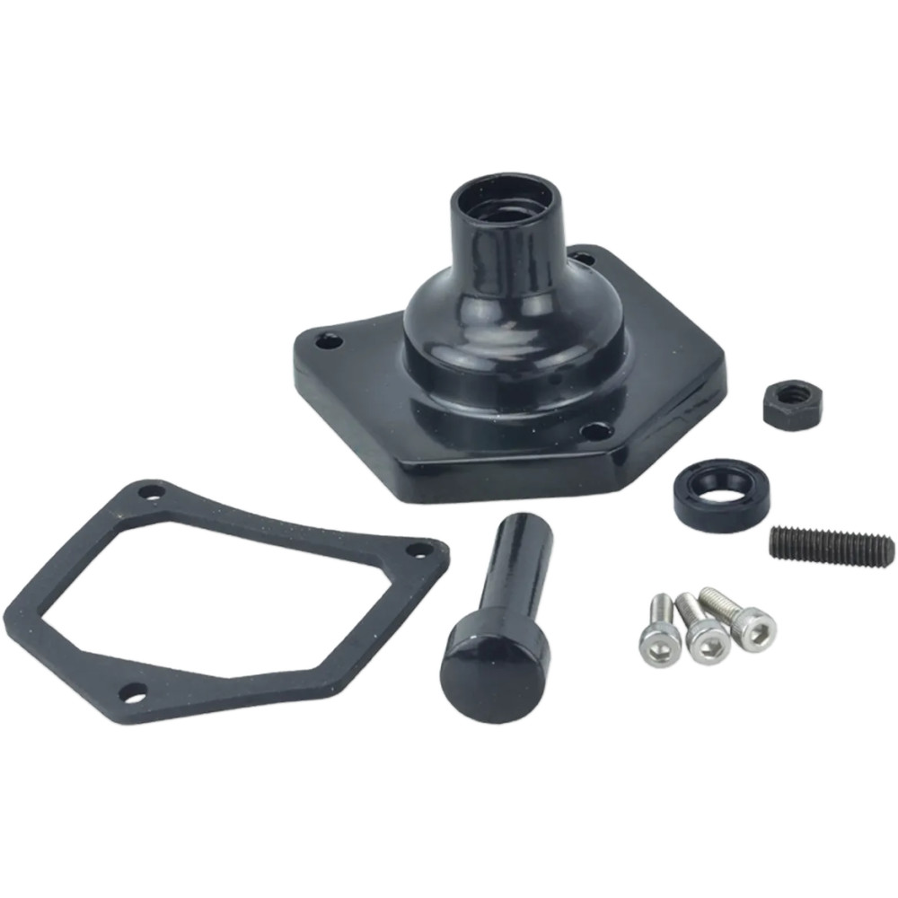 Solenoid End Cover/Starter Button — for 1.2/1.4 kW off-set starters, fits most '99-'17 Big Twin, '91-'22 XL, Black gloss