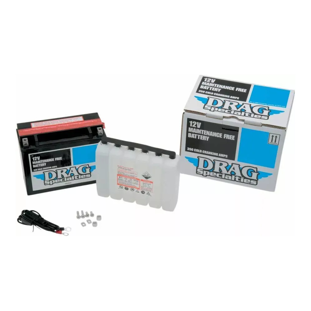 Drag Specialties AGM Maintenance-Free Battery — 12 V, 21 Ah, 340 A CCA, left-front negative terminal