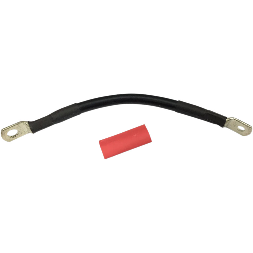 Battery Cable with Optional Shrink Tube — 4 AWG, 203 mm (8"), ring terminal, black