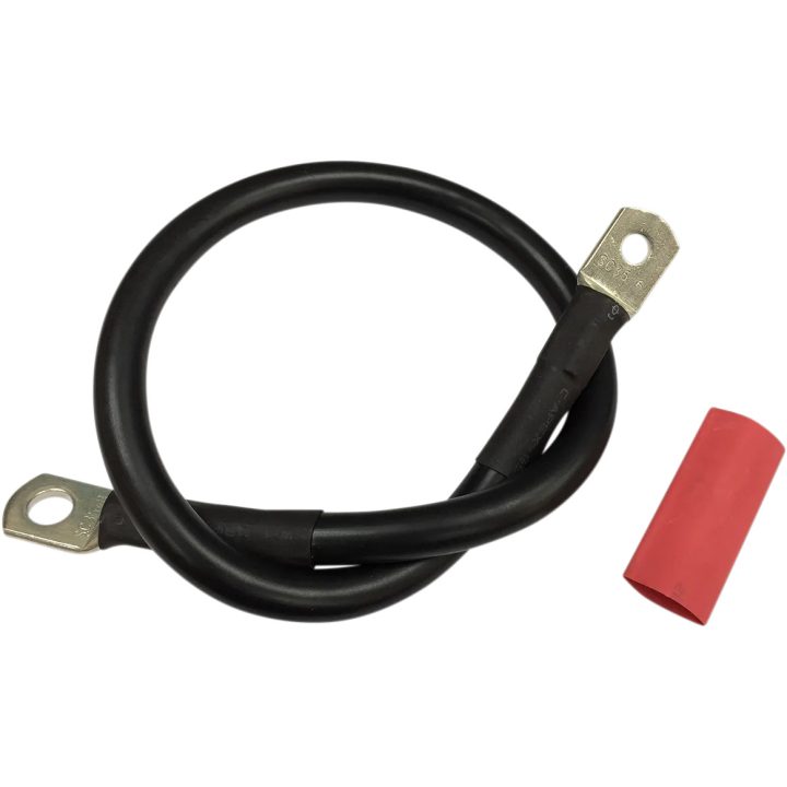Cable de batería con tubo termoencogible opcional — 4 AWG, 18\", terminal de anillo, negro