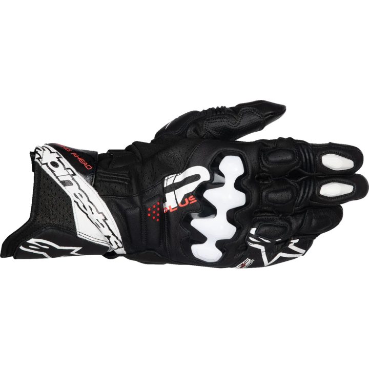 GP Plus R V3 Leather Gloves — S, Black/White