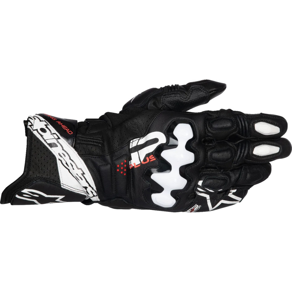 GP Plus R V3 Leather Gloves — S, Black/White