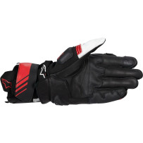 GP Plus R V3 Leather Gloves — L, White, Bright Red, Black