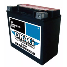 Battery Drag Specialties YTX14L-FT — 12V 12Ah, 200A CCA, left-front negative terminal