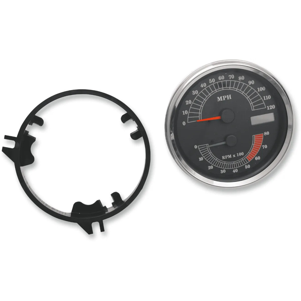 Electric Speedometer/Tachometer — 0–8,000 rpm, 0–120 mph (0–193 kph), Black face