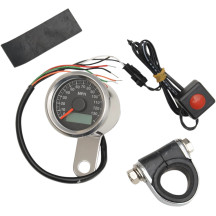 Programmable Mini Electronic Speedometer with Odometer/Tripmeter — 1-7/8" diameter, 12V, Black face