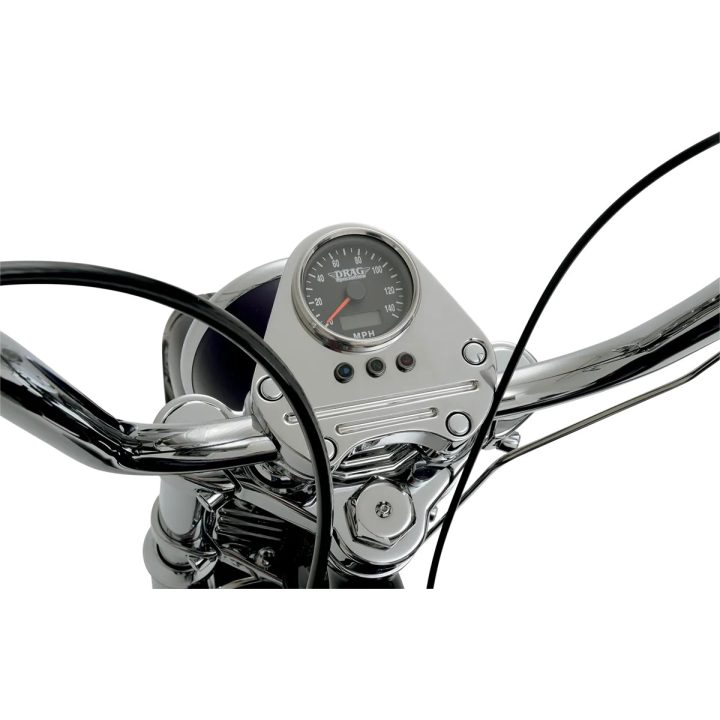Velocímetro electrónico programable mini con odómetro/tripómetro — 61 mm (2-13/32\"), 0–225 kph (0–140 mph), Negro