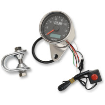 Programmable Mini Electronic Speedometer with Odometer/Tripmeter — 61 mm (2-13/32"), 0–225 kph (0–140 mph), Black