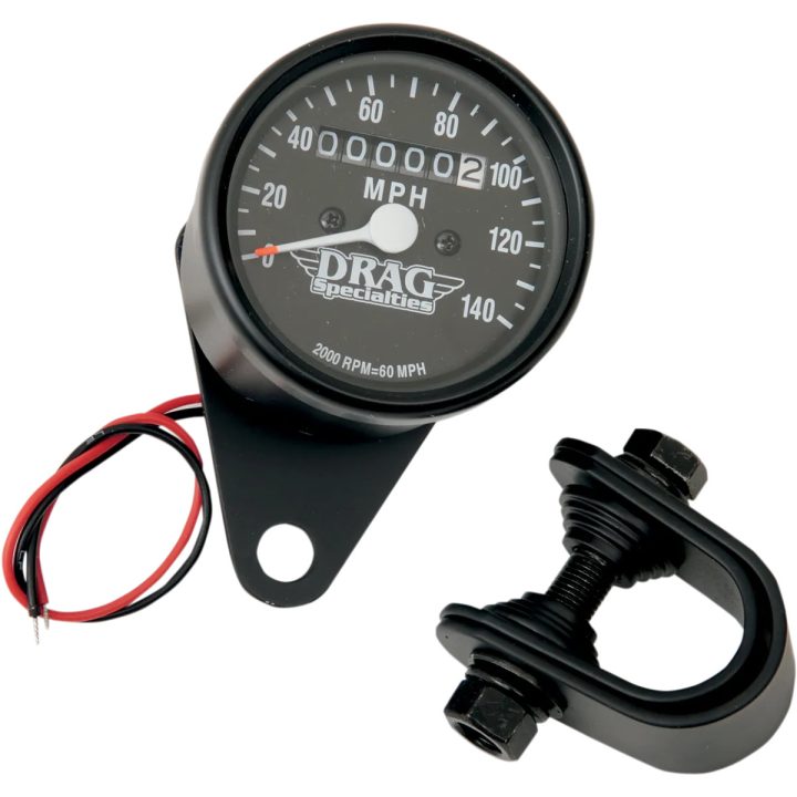 Velocímetro mecánico mini de 2.4" — 61 mm diámetro exterior, 0–225 kph (0–140 mph), 12V, negro