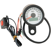 Programmable Mini Electronic Speedometer with Odometer/Tripmeter — 0–140 mph, 47.6 mm, white face
