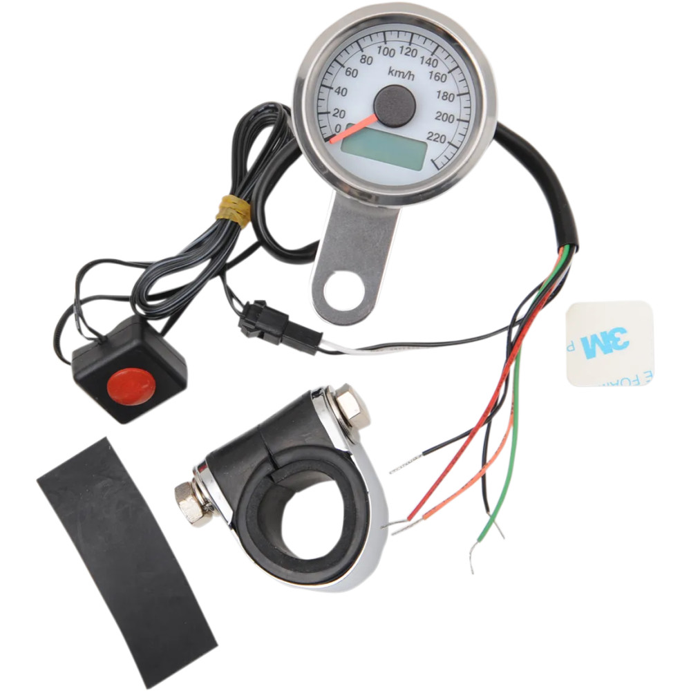 Programmable Mini Electronic Speedometer with Odometer/Tripmeter — 0 mph - 137 mph, 1-7/8"