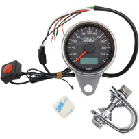 Programmable Mini Electronic Speedometer with Odometer/Tripmeter — 60.3 mm, 0–220 kph (0–137 mph), Black