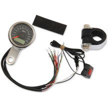 1-7/8" Programmable Electronic Speedometer with Indicator Lights — 47.6 mm (1-7/8"), stainless steel housing, black face
