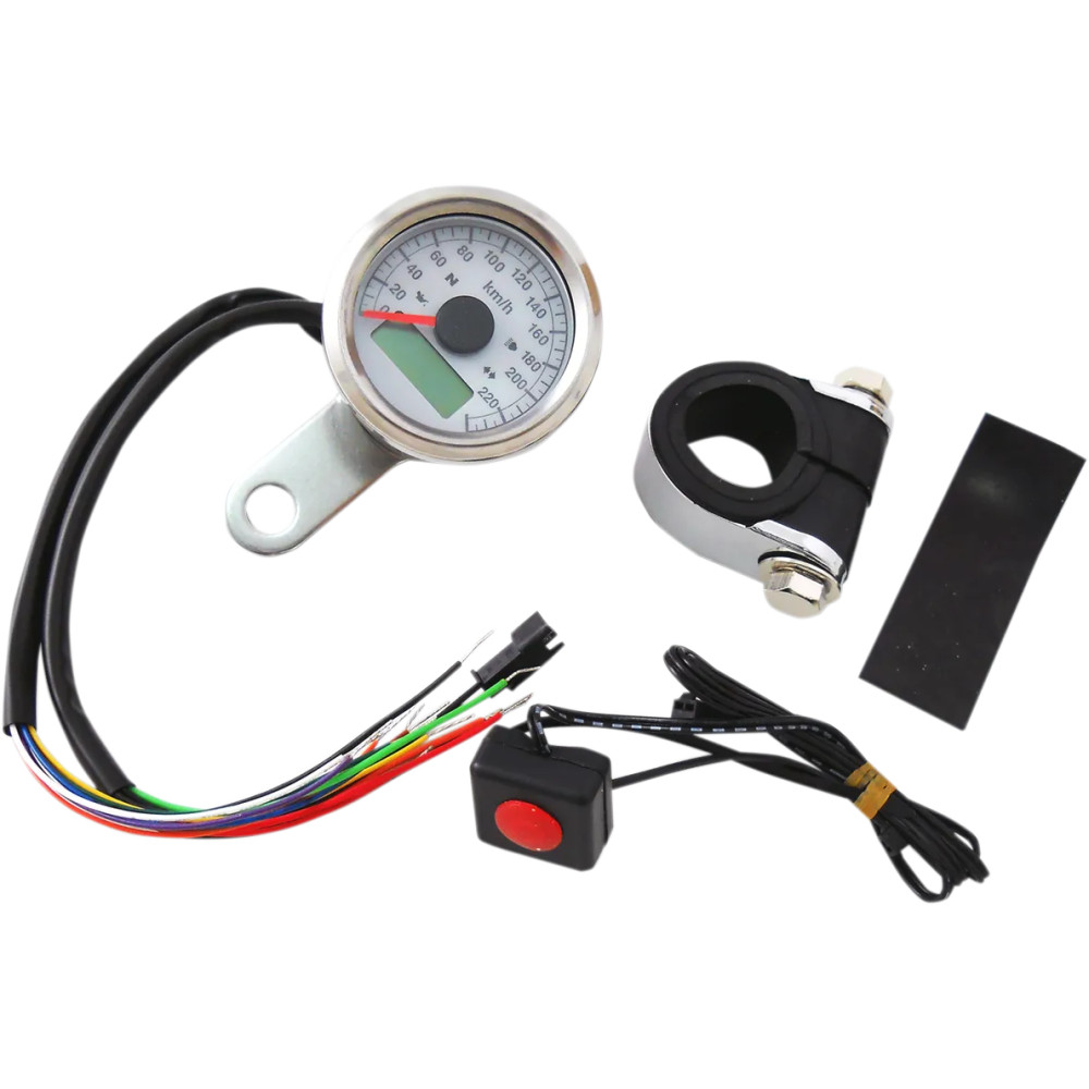 Velocímetro métrico programable mini de 1-7/8" con luces indicadoras — 12V, 0–220 km/h