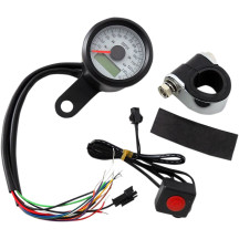 1-7/8" Programmable Electronic Speedometer with Indicator Lights — 1-7/8" bezel, white face, black housing