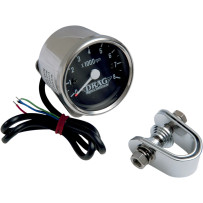 2.4" Mini Electronic 8000 RPM Tachometer — Black face, Chrome housing