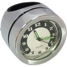 Handlebar Mounted Accessories — Digital clock, chrome housing, white face