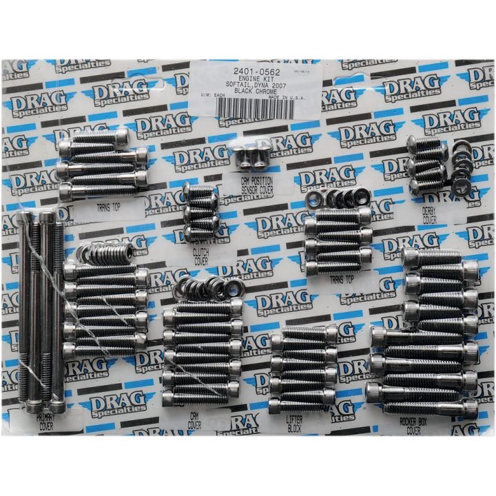 Kit completo de pernos de motor — negro, cromado