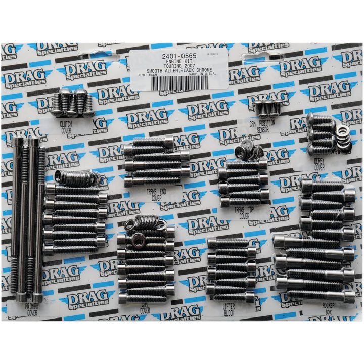 Kit completo de pernos de motor — negro, cromado